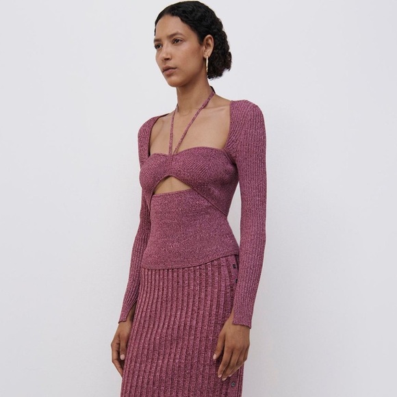 Jonathan Simkhai Alexia Marled Compact Rib Sweetheart Knit Top - Medium (NWT) - Picture 5 of 10